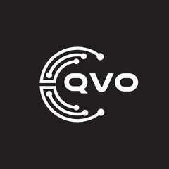 QVO letter technology logo design on black background. QVO creative initials letter IT logo concept. QVO setting shape design.
