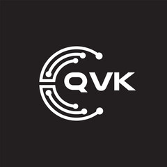 QVK letter technology logo design on black background. QVK creative initials letter IT logo concept. QVK setting shape design.
