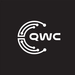 QWC letter technology logo design on black background. QWC creative initials letter IT logo concept. QWC setting shape design.

