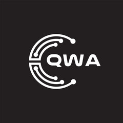 QWA letter technology logo design on black background. QWA creative initials letter IT logo concept. QWA setting shape design.
