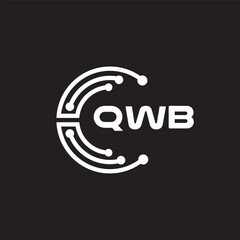 QWB letter technology logo design on black background. QWB creative initials letter IT logo concept. QWB setting shape design.
