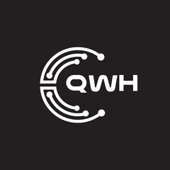 QWH letter technology logo design on black background. QWH creative initials letter IT logo concept. QWH setting shape design.
