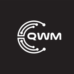 QWM letter technology logo design on black background. QWM creative initials letter IT logo concept. QWM setting shape design.
