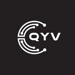 QYV letter technology logo design on black background. QYV creative initials letter IT logo concept. QYV setting shape design.
