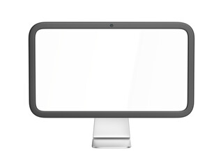 Computer monitor with empty screen on transparent background, front view
