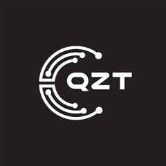QZT letter technology logo design on black background. QZT creative initials letter IT logo concept. QZT setting shape design.
