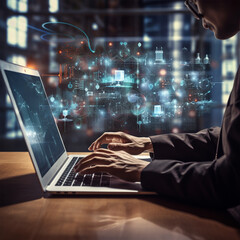 Fototapeta premium person typing on laptop computer