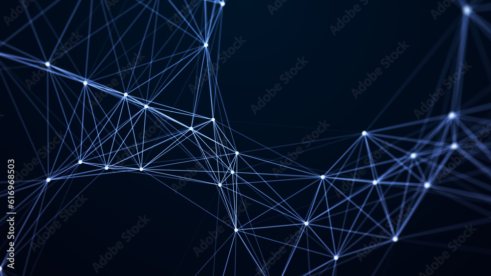 Fototapete Digital plexus of glowing lines and dots. Abstract background. 3D rendering. Network or connection. 3d rendering.