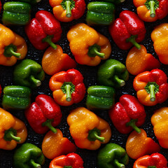 Peppers in mixed colours seamless pixel perfect pattern texture.