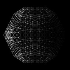 Abstract sphere of multiple points and lines. Globe or ball. Digital technology. Illustration in space style. Vector