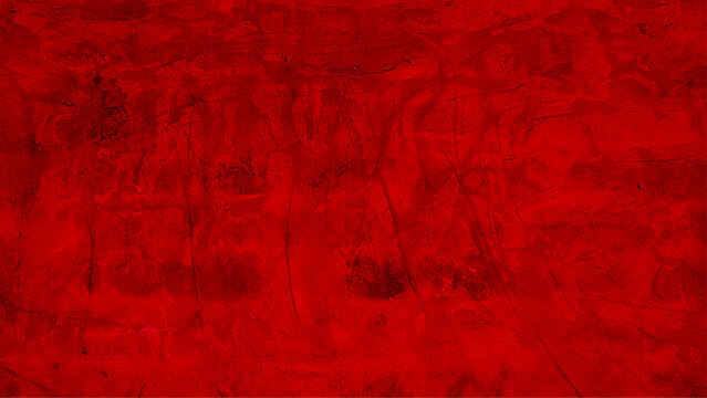 Grunge red wallpaper background. Colored stone texture background. Horror red grunge cement wall.
