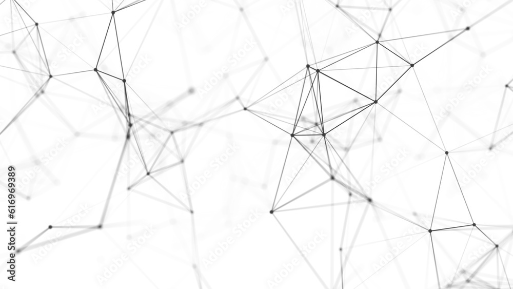 Fototapete Digital plexus of glowing lines and dots. Abstract background. 3D rendering. Network or connection. 3d rendering.