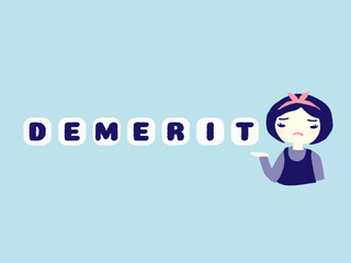 デメリットの文字と女性の困ったポーズ