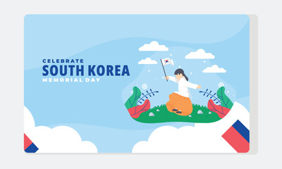 Flat design Korean memorial day template