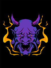 japanese hanya mask illustration