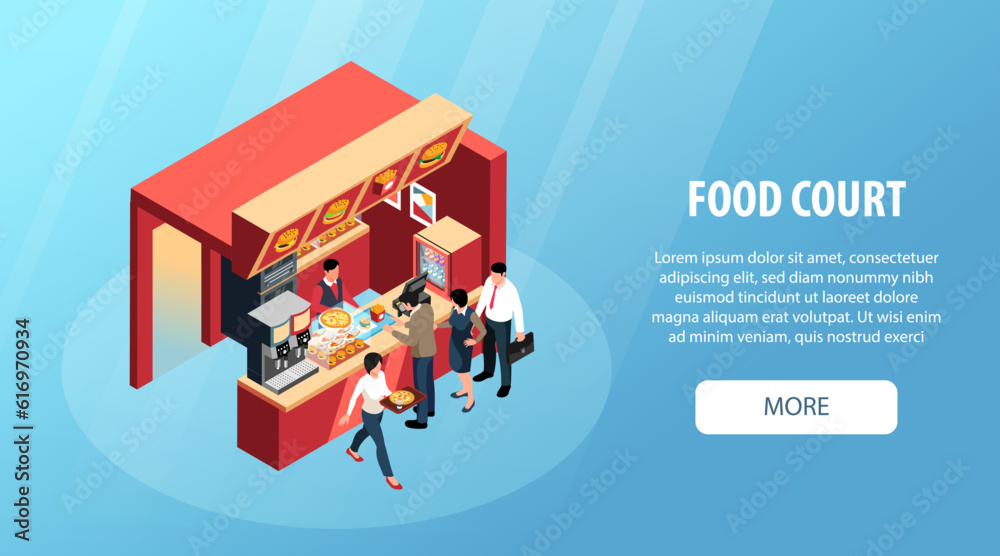 Wall mural food court horizontal banner