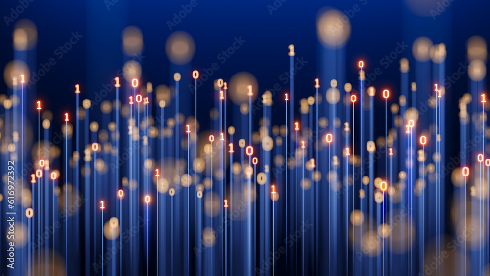 Wall mural digital information concept - binair code background - 3d rendering