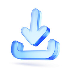 Download icon, Download 3d button. Download symbol on white background - 3d rendering