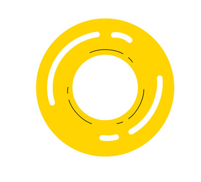 Lifebuoy icon. Yellow ring for swimming. Flat cartoon style. float rubber ring for children and adults