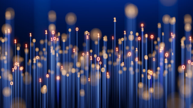 Digital information concept - binair code background - 3d rendering