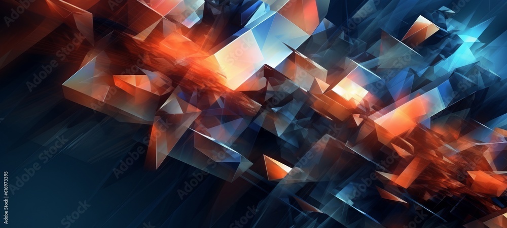 Aufkleber abstract blue orange geometric futuristic technology texture with triangular 3d triangles shapes pat