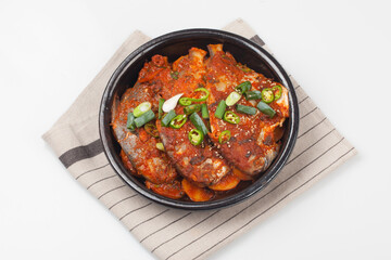 A side dish made by boiling dried fish with seasonings such as soy sauce.