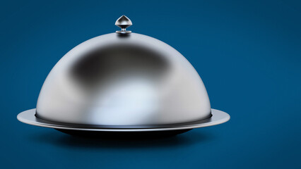 Silver colored serving plate isolated on white background. 3D illustration