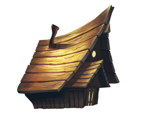 PNG medieval cartoon old village city house hand drawn art illustation 