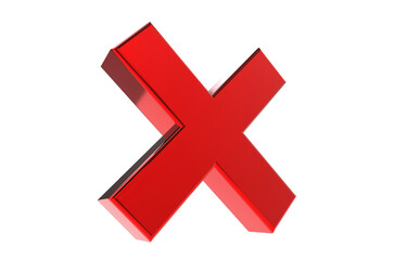 3d render of a cross mark on transparent background