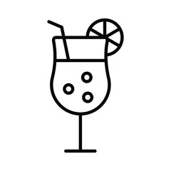 A glass of fresh drink with piece of lemon showing concept icon of cocktail
