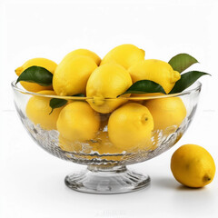 Bowl of lemon against white background, ai generated