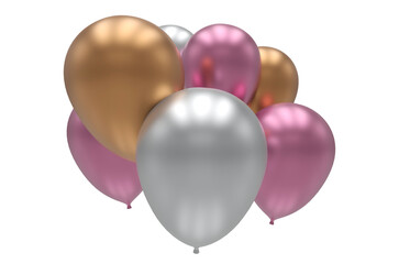 3d Balloons on transparent background 