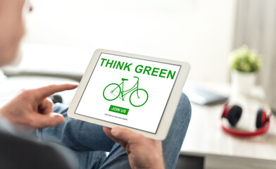 Think green concept on a tablet