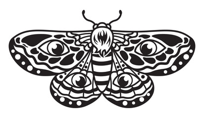 Mystical Illustration Moth with Eyes