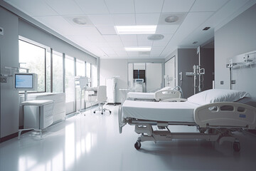 hospital room beds and modern equipment