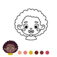 Cute and funny coloring page outline of a cartoon girl. Coloring book for kids. Educational activity for preschool years kids and toddlers. Vector stock illustration