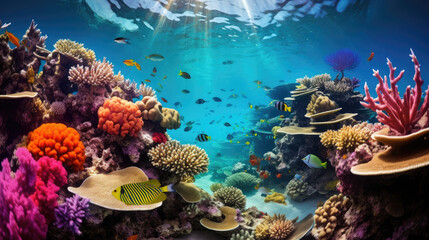 Naklejka na ściany i meble A Captivating Dive into a Vibrant Coral Reef Wonderland
