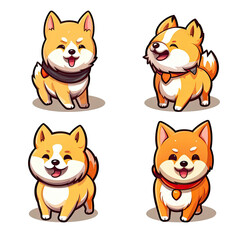 Fototapeta premium Adorable Shiba Inu Sticker Collection