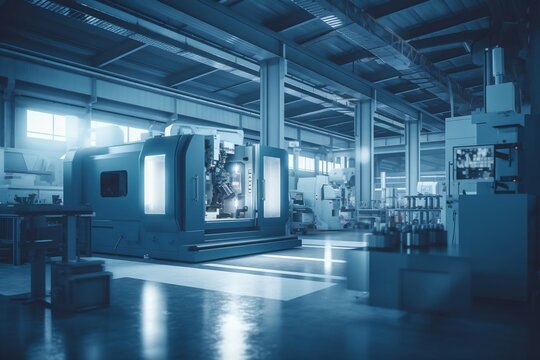 Advanced CNC Factory High-Tech Precision Manufacturing and Industry Integration, Generative AI