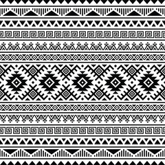 Native American ethnic pattern design. Illustration of Traditional motif Seamless Aztec pattern. Black and white. Design for textile, fabric, clothing, curtain, rug, ornament, wallpaper, wrapping.