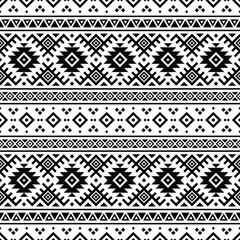 Tribal vector seamless Aztec pattern. Black and white colors. Abstract ethnic geometric art print design for textile template, fabric, clothing, curtain, rug, ornament, background, wrapping.