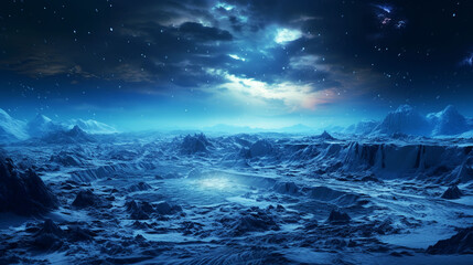 Cosmic landscape on a distant planet.Generated by AI
