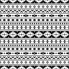 Seamless ethnic pattern in black and white colors. Tribal vector illustration with Native American style. Design for textile templates, fabric, clothing, curtain, rug, ornament, background.