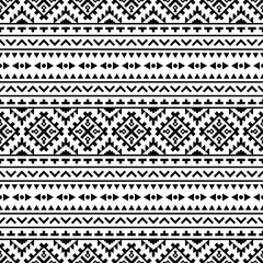 Retro seamless ethnic pattern. Border embroidery pattern with Native American tribal. Black and white colors. Design for textile, fabric, weave, cover, carpet, ornament, background.