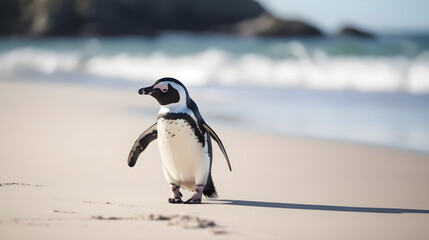 penguin on the beach created with Generative AI