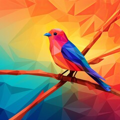 rainbow bird on a branch Generative AI