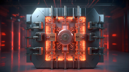 Fototapeta na wymiar Safety technology bank vault opens to reveal a lock created with Generative AI