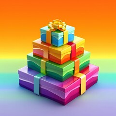 Obraz premium Generative AI multi-colored gift set