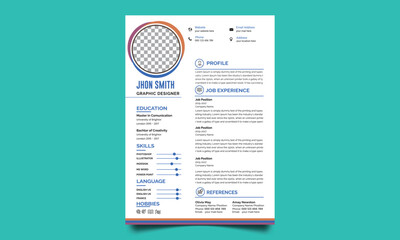 Resume template. cv professional or designer jobs resumes.