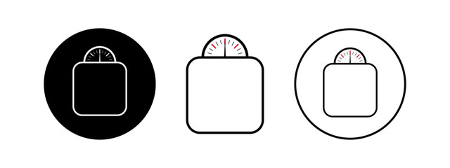 Design set icon of bathroom scales. Modern black scales illustration.